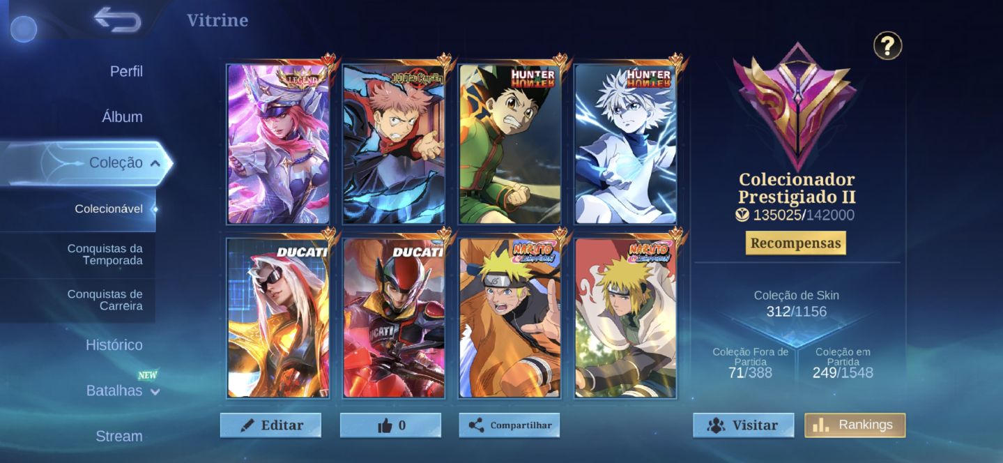 Conta mobile legends 312 skin da bastante da colaboração