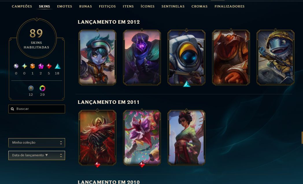 Contas de lol mestre+