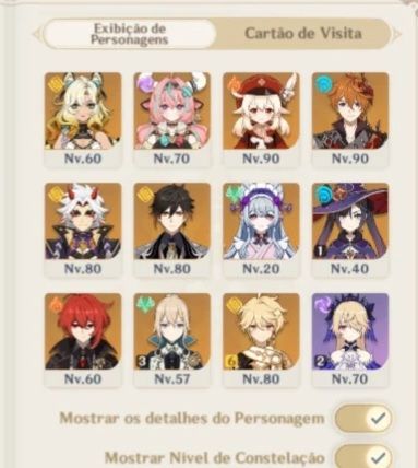 Personagens antigos e atuais,contas GENSHIN impact