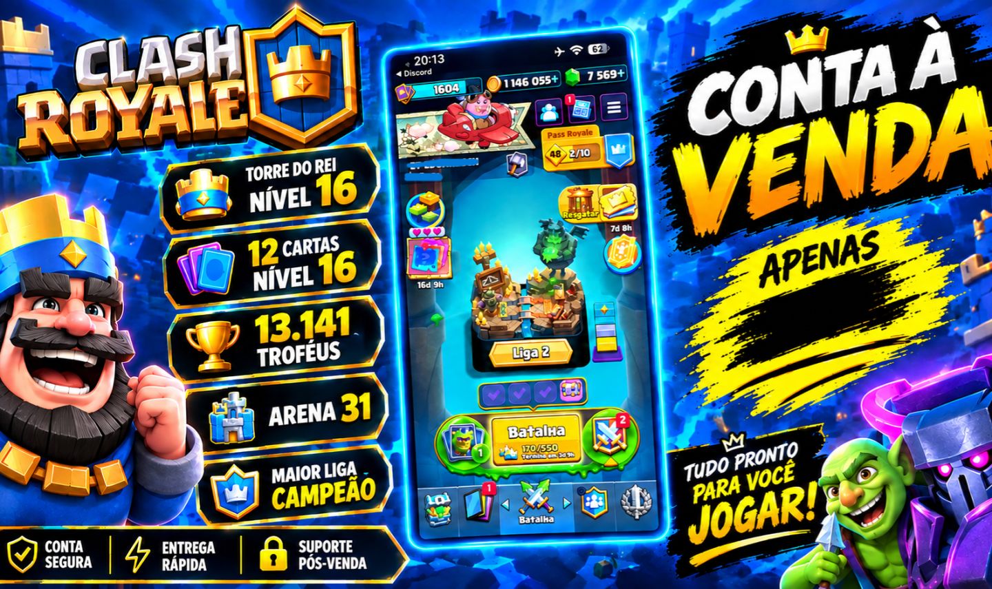 CLASH ROYALE | TORRE 16 | 12 CARTAS LVL 16 | 13.141 TROFÉUS | 7.559 GEMAS