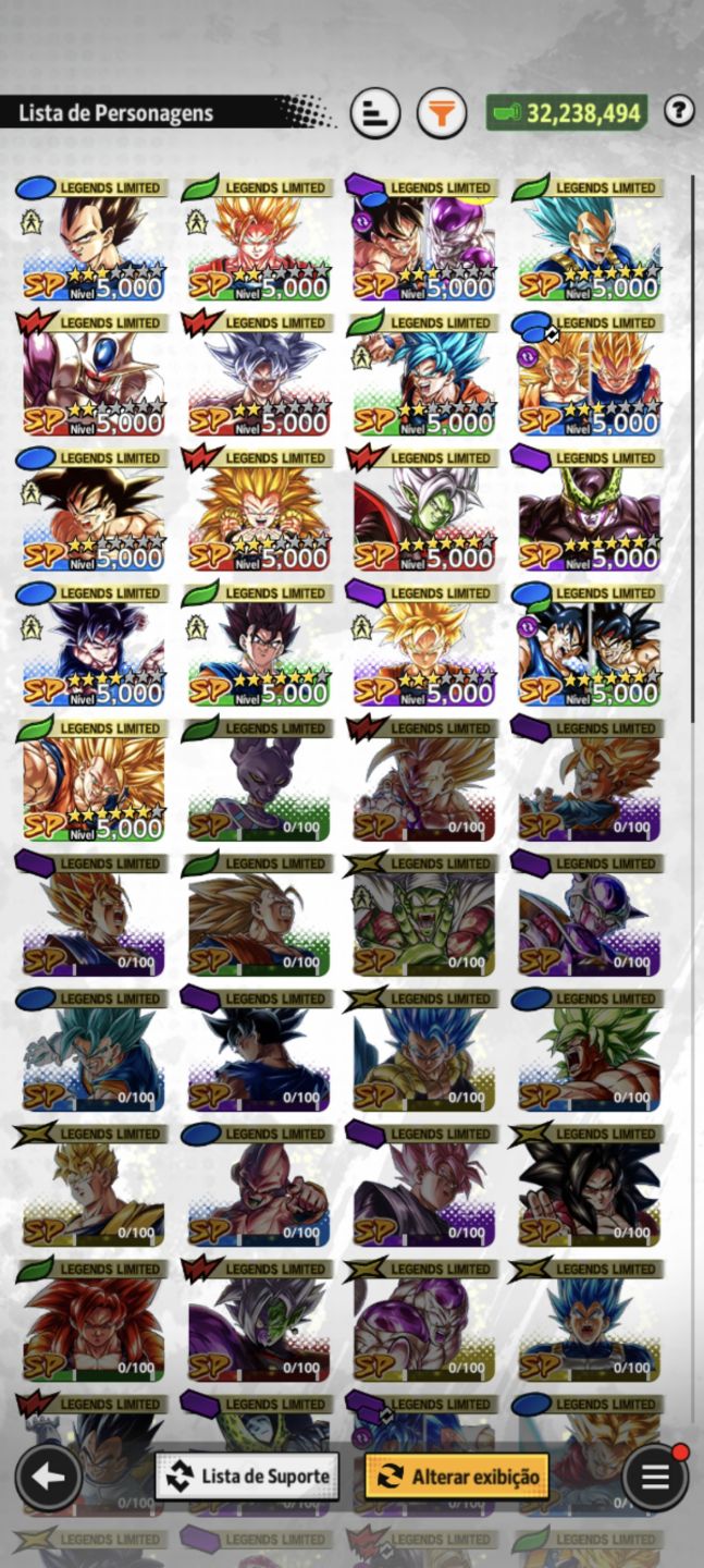 Conta DBZ Legend com novo Broly LR e Goku Ssj3 e vegeta Ssj2 Ultra