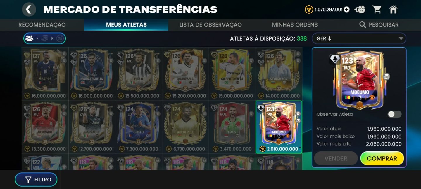 CONTA FC MOBILE 27 JOGADORES RAROS