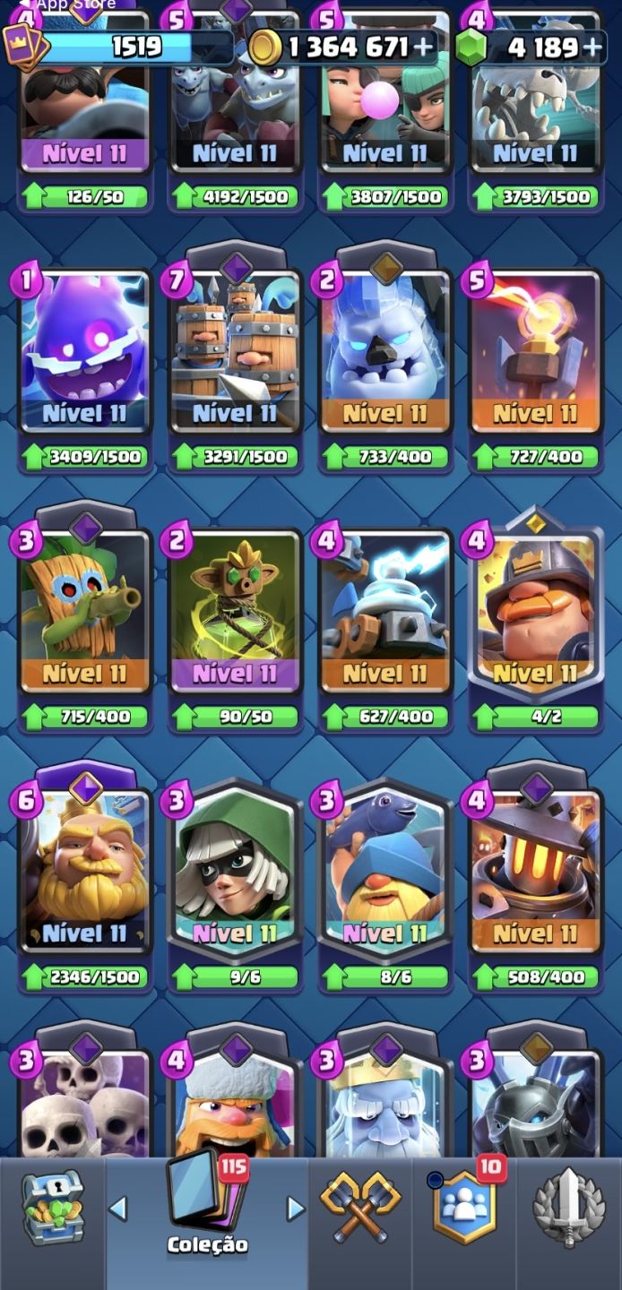 CONTA CLASH ROYALE OG 9 ANOS - 10k TROFÉUS + 1.3M OURO + 4.1k GEMAS, MUITAS EVO