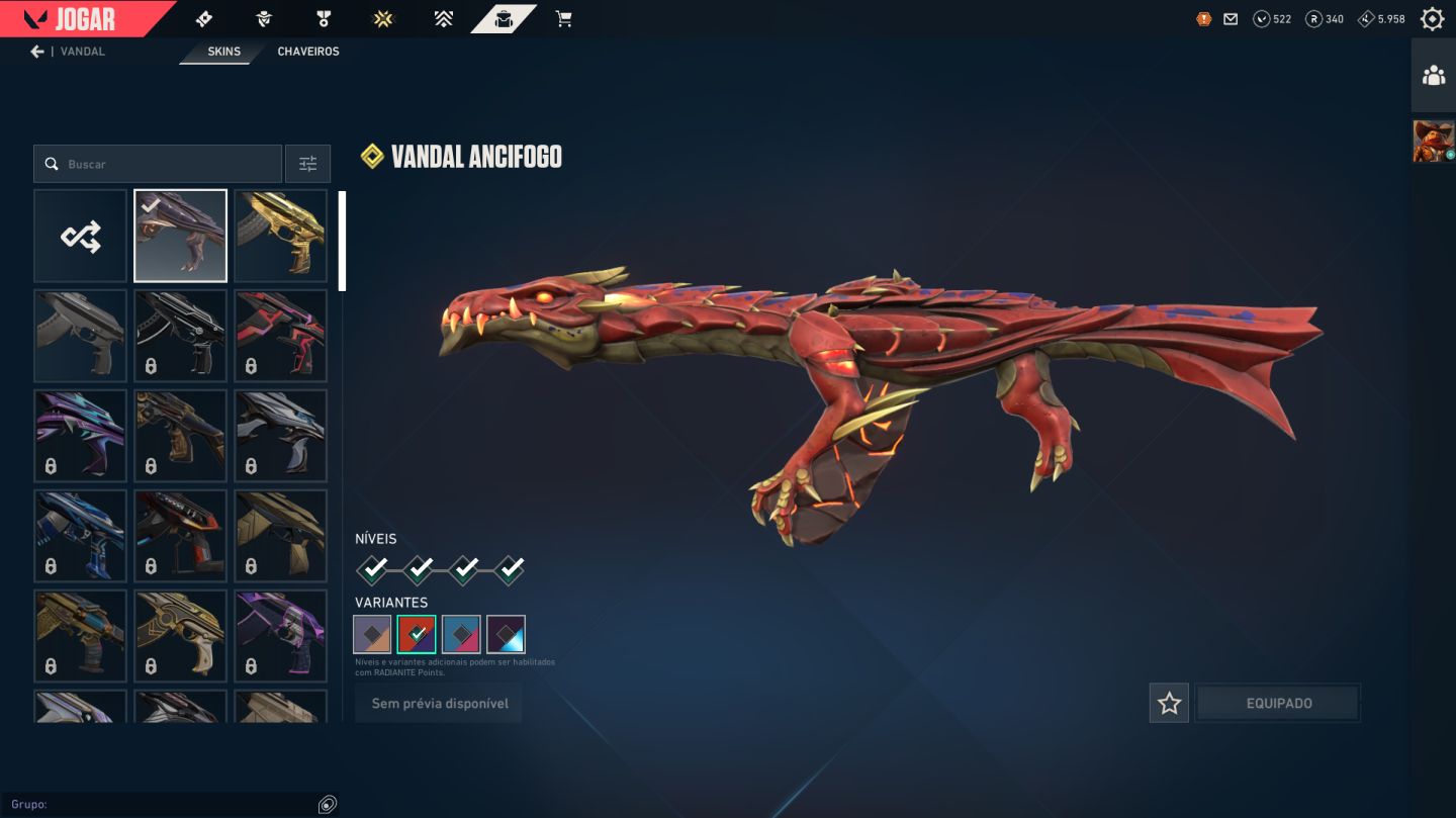 CONTA VALORANT FULL | CHAMPIONS 2022 + VANDAL ANCIFOGO + FACA RGX 11Z PRO