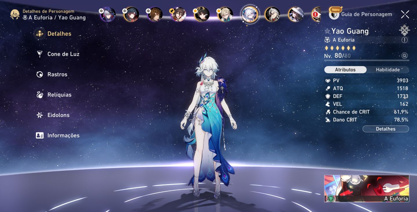 Conta Honkai Star Rail end game com Ashveil E6 Mortenax E2 e SW999 E1