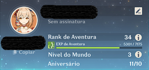 Conta com Yoimiya e arma assinatura + 2 t5 e o xingqiu