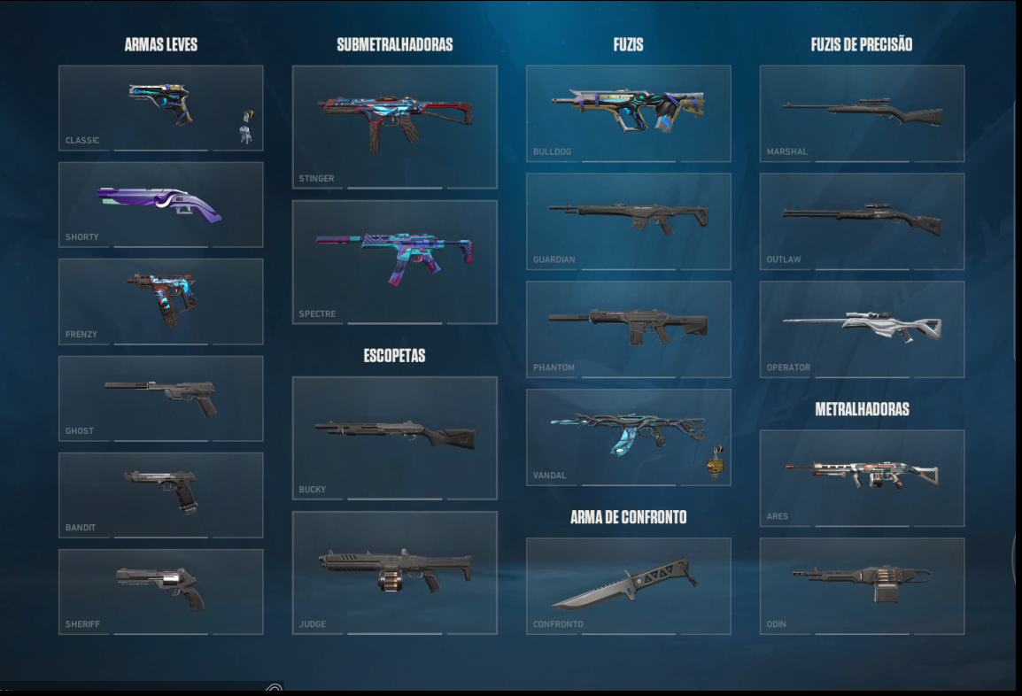 Conta valorant varias skins, 300$ gastos sem competitivo com facas e outras skin