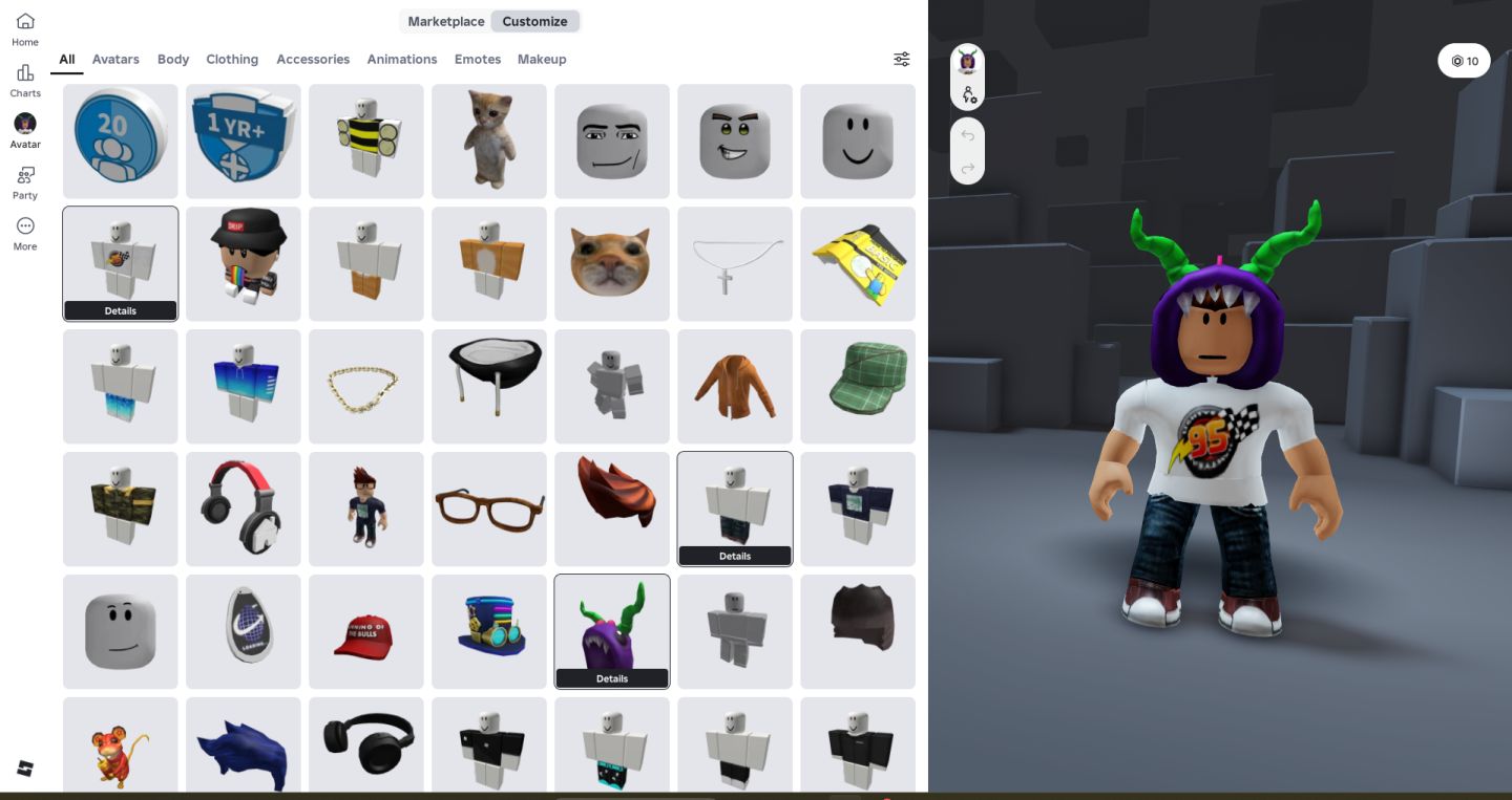 Conta com 2.070 robux gasto + 281 Rap