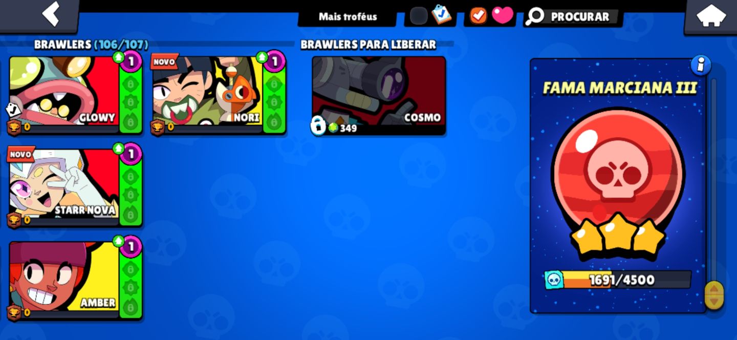 CONTA BRAWL STARS COMPLETA | 265 SKINS + 35 HIPERCARGAS + 32K TROFÉUS