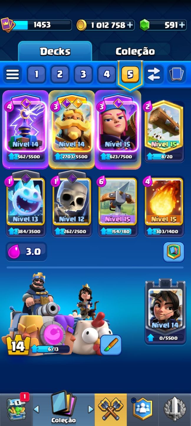 CONTA CLASH ROYALE / TORRE LEVEL 14 1 MILHÃO DE OURO