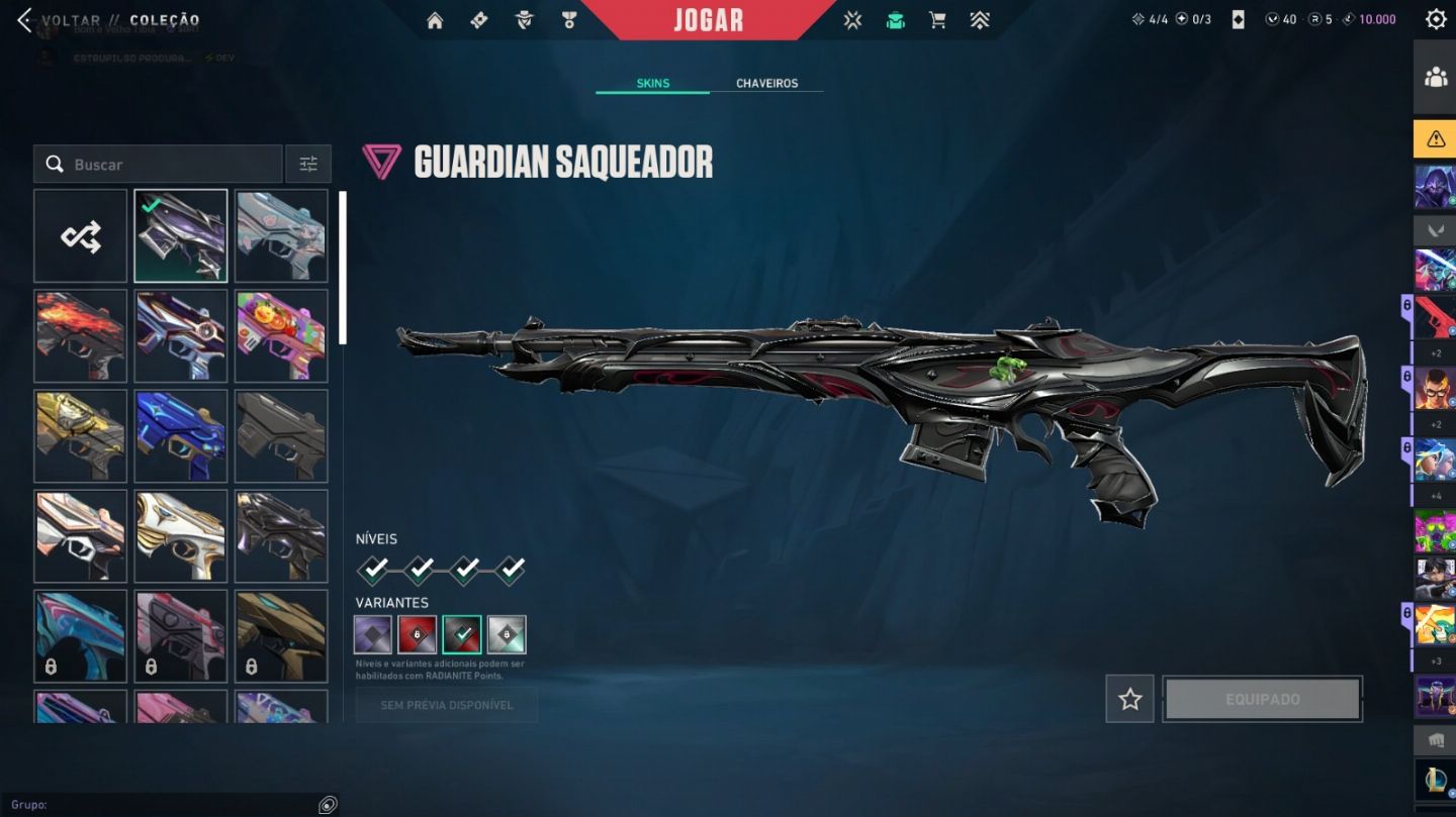 Conta valorant, top, cheia de skins por conta com sheriff arcane
