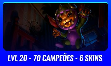 ( LVL 20 GNAR DINOSSAURO ) 6 SKINS + 70 CAMPEÕES ( SERVER BR )