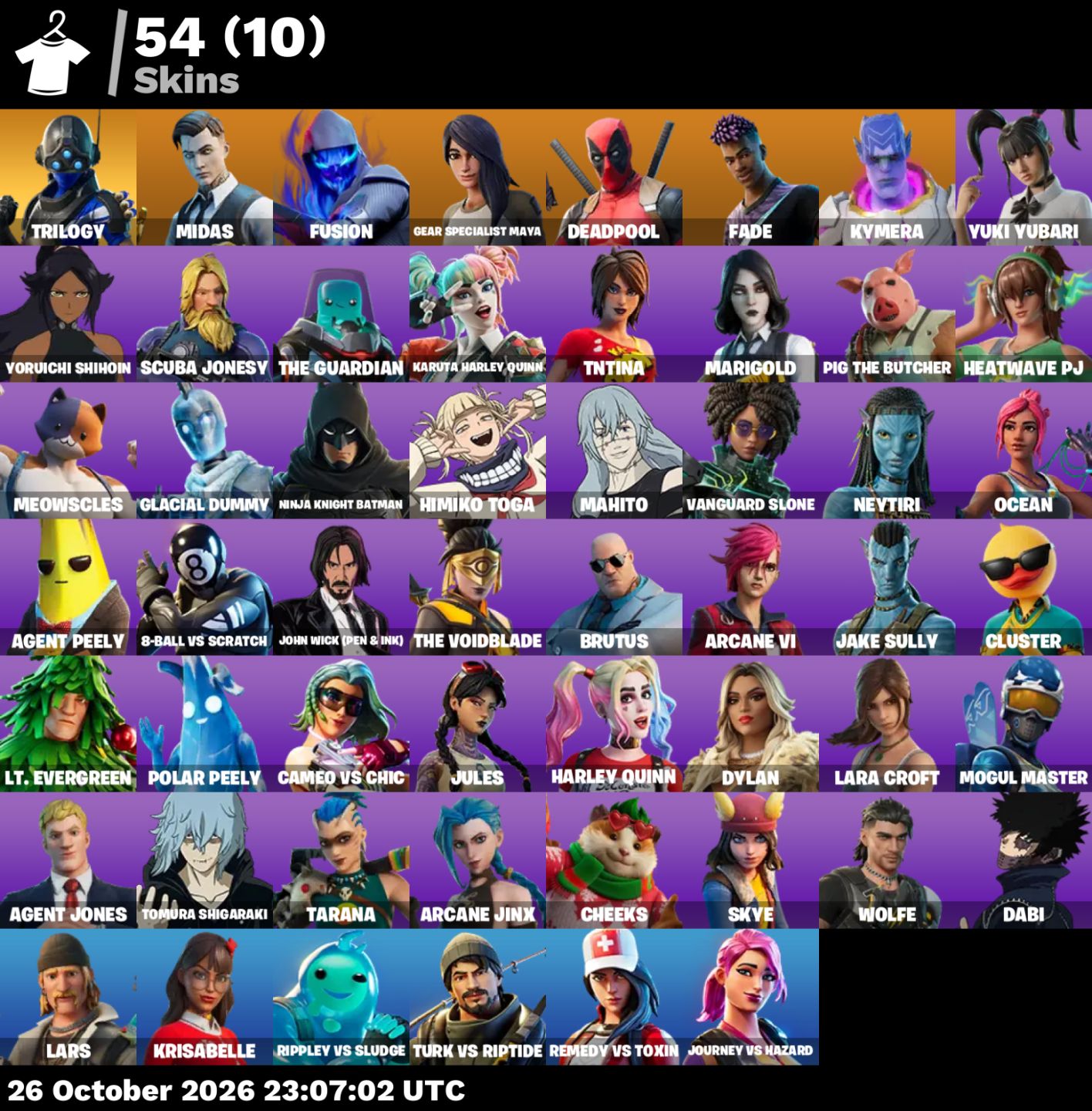 CONTA FORTNITE RARA! 54 SKINS + 119 PICARETAS + 115 EMOTES |