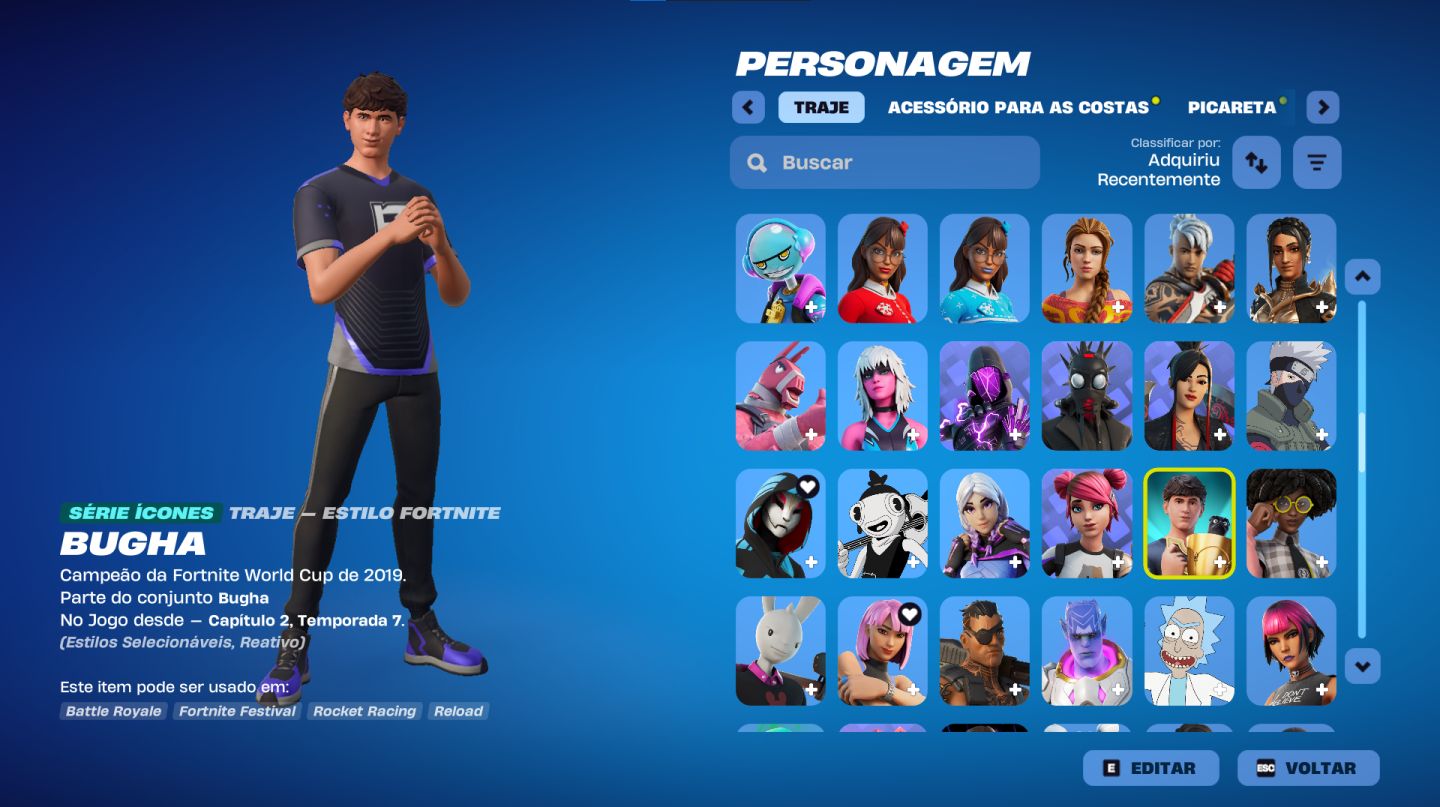 Conta fortnite 203 skin salve o mundo fundador e glow