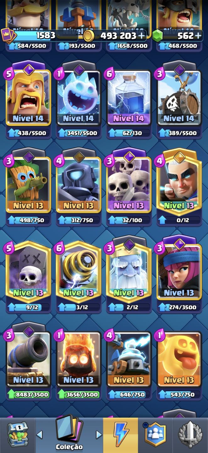 CONTA CLASH ROYALE TOP 10.106 TROFÉUS |CARTAS NÍVEL 15|493K DE OURO + 562 GEMAS