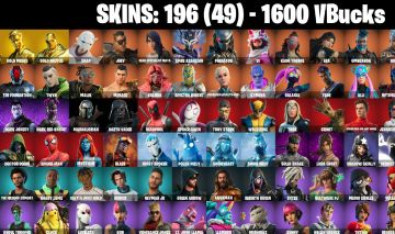 196 Skins - Leviathan Axe, Gold Midas, Lara Croft, Candy Axe, 1600 vbucks