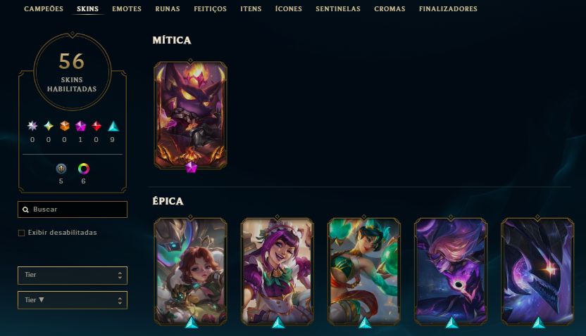 CONTA PLATINA / VEIGAR CRIPTA DE MAGMA / KHAZIX ESTRELA NEGRA / 16 SKINS /14KEA