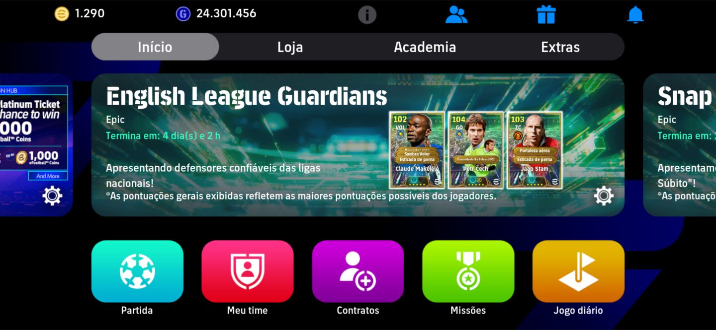 PARA SAIR LOGO!!! CONTA EFOOTBALL MUTO UPADA COM 1290 MOEDAS NO IPHONE