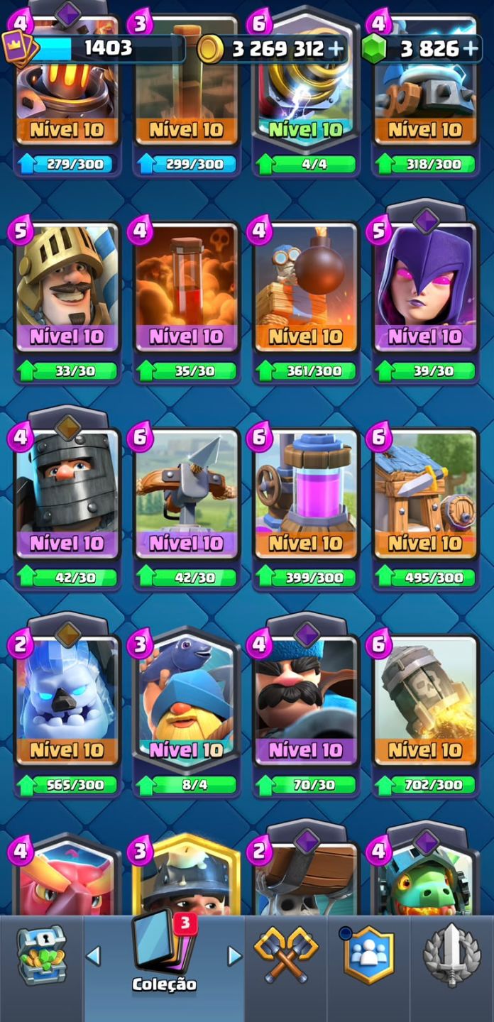 CONTA CLASH ROYALE COM 8 ANOS DE JOGO 9K DE TROFÉUS E 3 MILHÕES DE OURO +BRINDES
