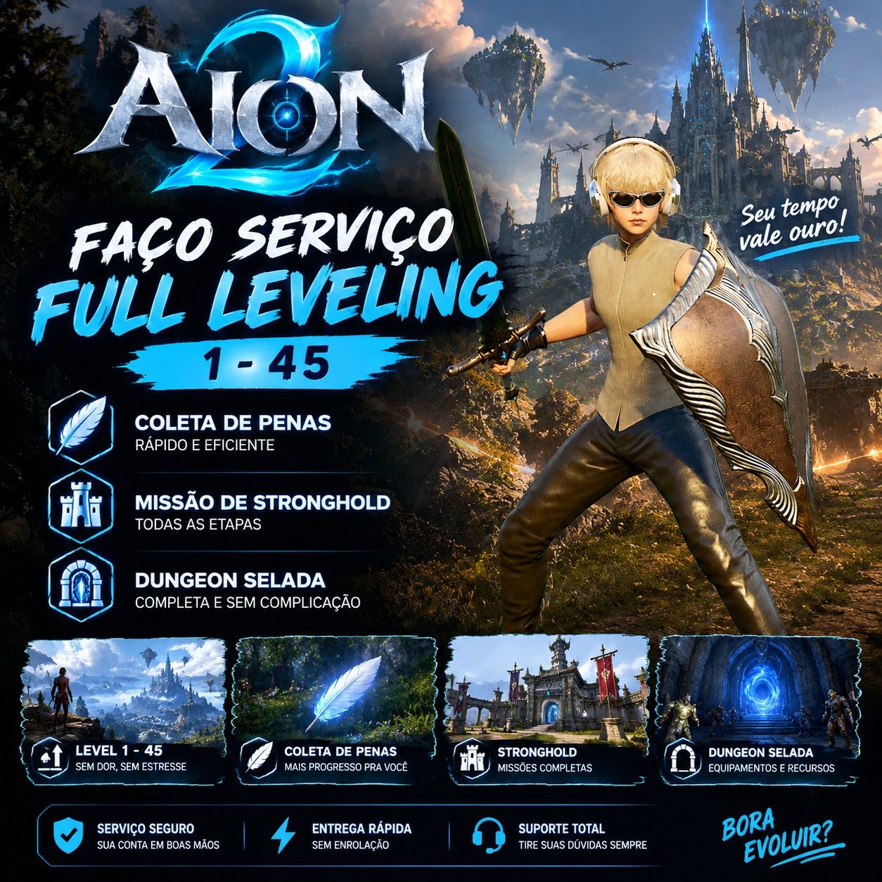 Serviço Aion 2 - Leveling, Penas,Seal Dungeon,StrongHolds