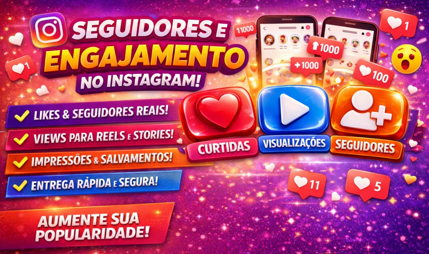 Seguidores, Curtidas e Visualizações no Instagram | Rápido e Seguro