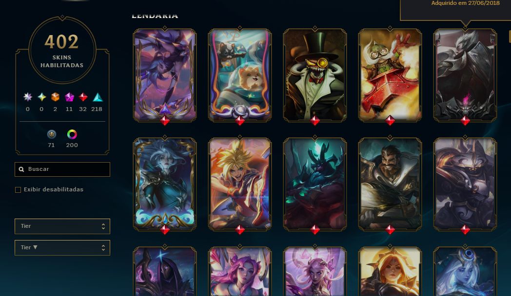 CONTA LOL +400 SKINS DIAMANTE (VALOR NEGOCIÁVEL) LEE E NAMI MITICOS