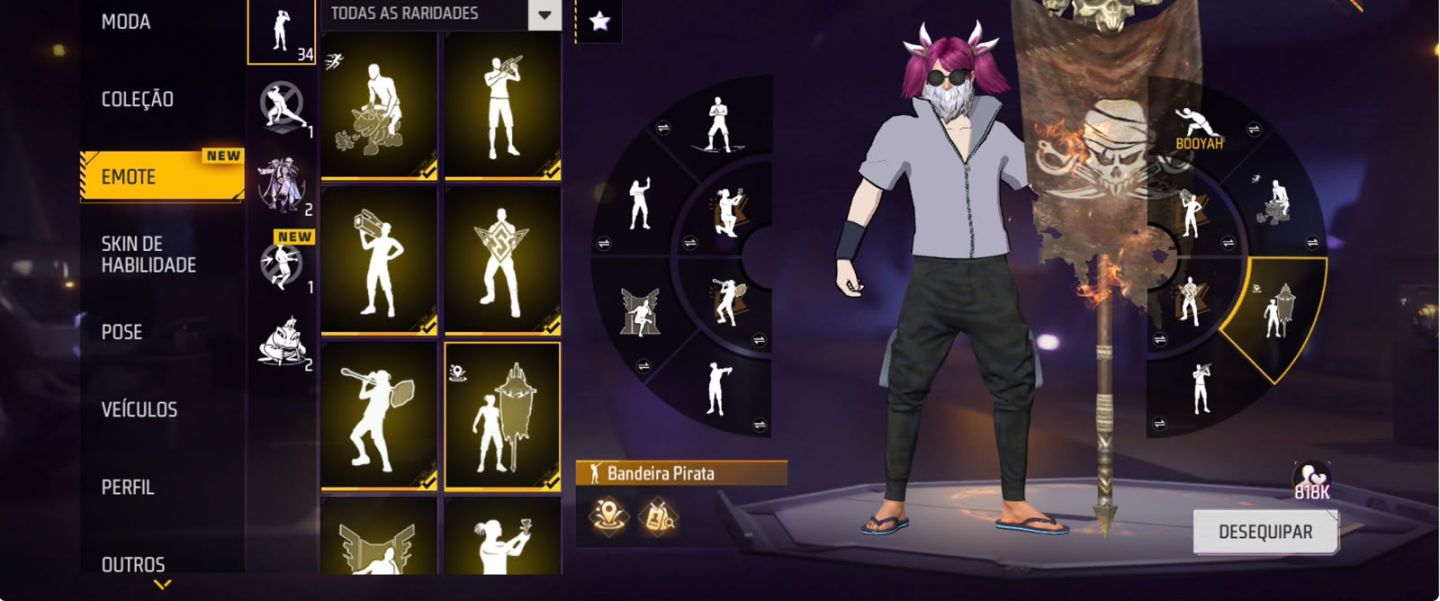 Conta de free fire gemada full roxa