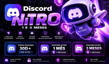 CONTA DISCORD NITRADA | NITRO 1 E 3 MESES | MENOR PREÇO | ENTREGA RÁPIDA