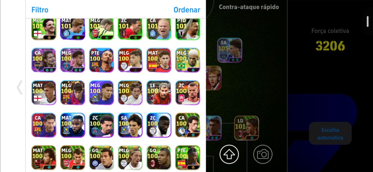 Conta Efootball Ios Android Kaka 107 do Brasil, ney raro de 2014 do pack!