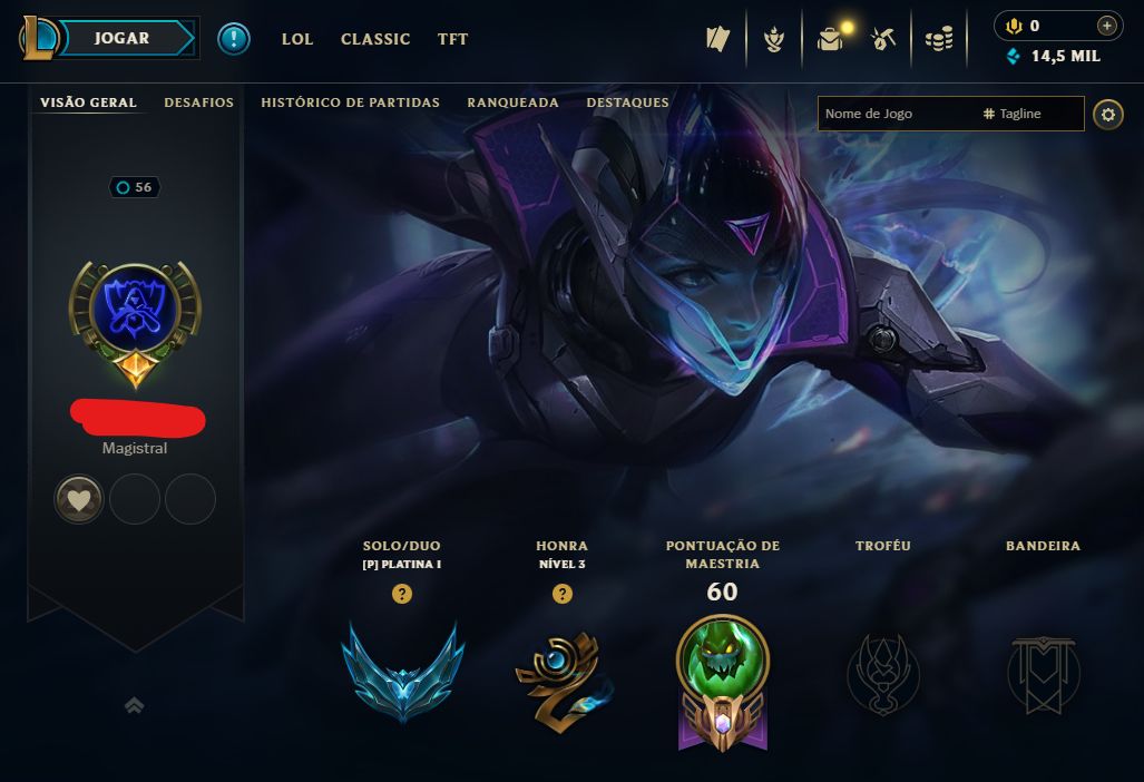 [Entrega Automática] Conta Lol Platina, 50 Skins, 1 Lendária, 14K Ea, 100%Segura