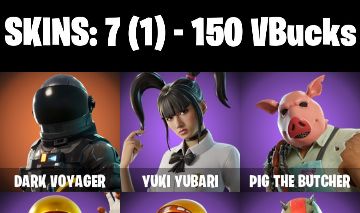 CONTA FORTNITE com Dark Voyager | Yuki Yubari | Pig the Butcher e 7 SKINS
