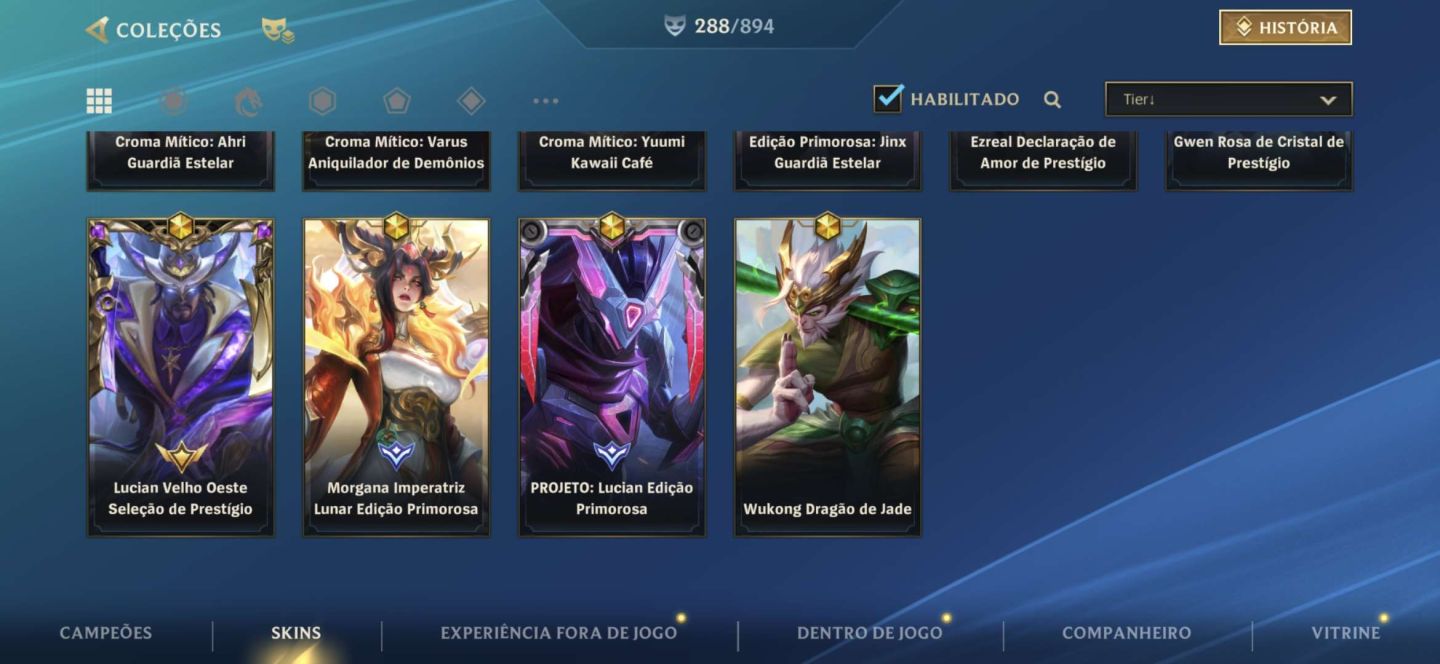 Conta Monarca e Lenda - 288 Skins
