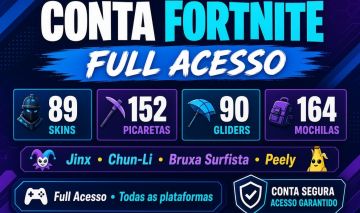 Conta Fortnite Full Acesso | 89 Skins + 152 Picaretas + 90 Gliders