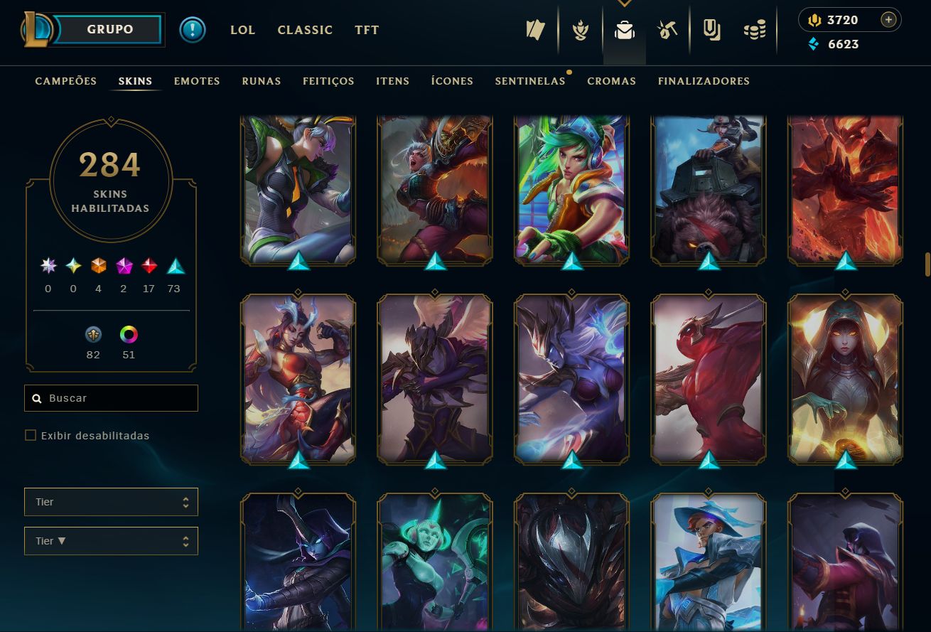 Lvl 135 | 284 skins | 3720 RP | bordas de skins, elise e morgana vitorisa e mais