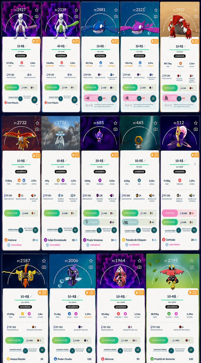 MELHOR LOJA Pokémons lendários, normais e ultrabestas - POKÉMON GO