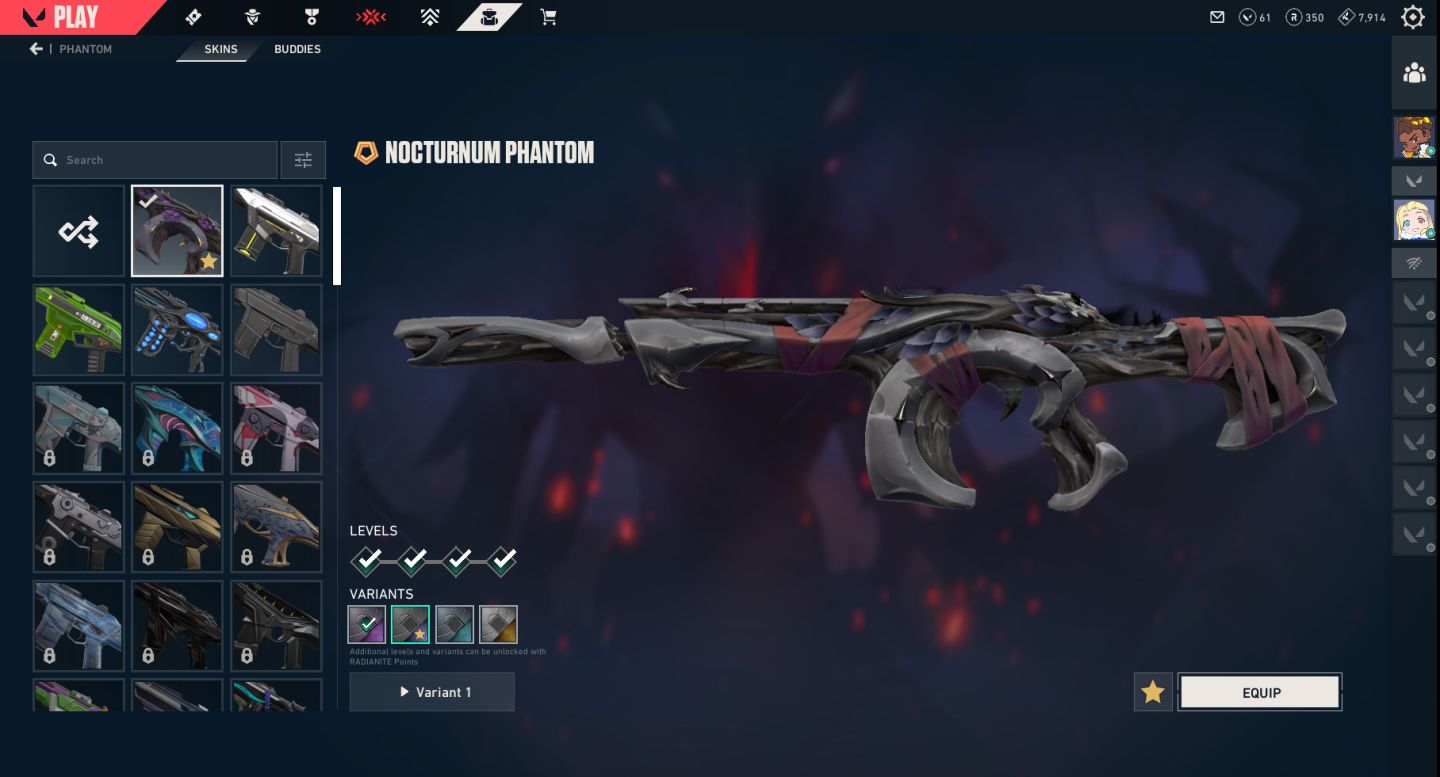 Conta Valorant c/ Karambit Rgx, Faca Sublime, Nocturne, Vandal Kuronami, Phantom
