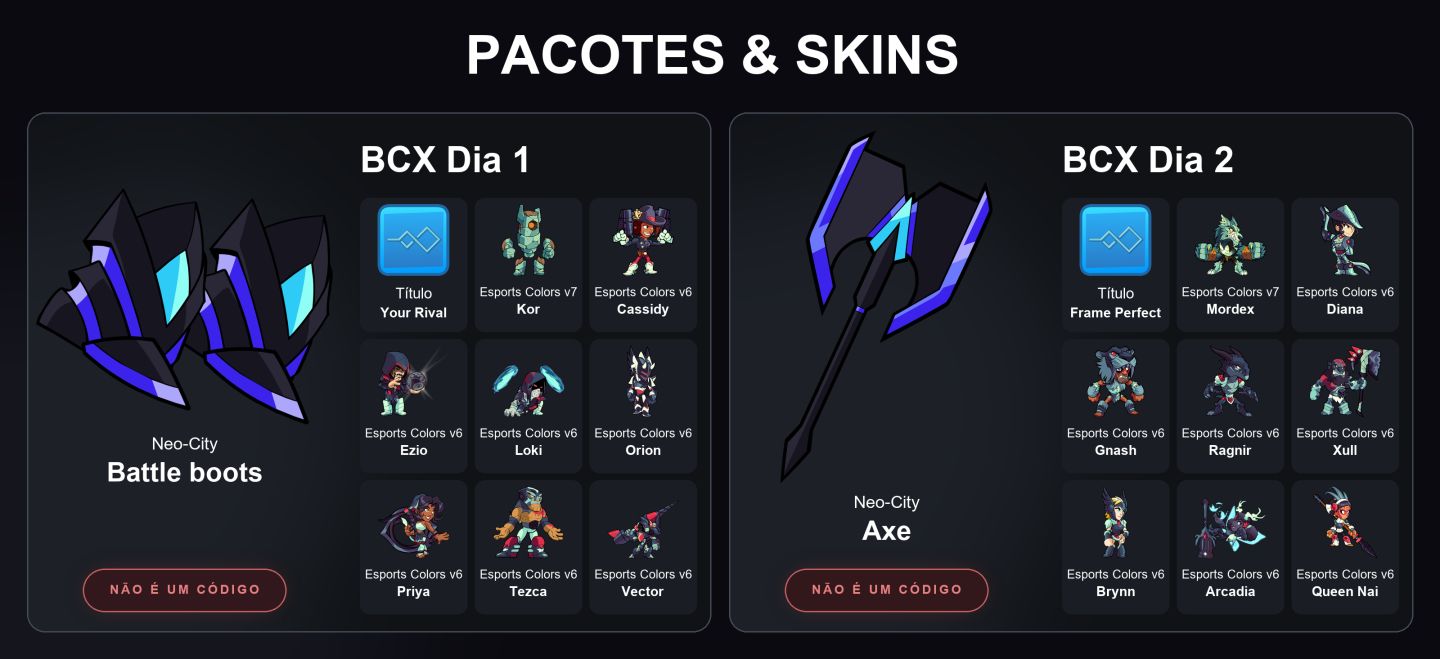 Cores, Skins e Armas para Brawlhalla [Entrega automática]