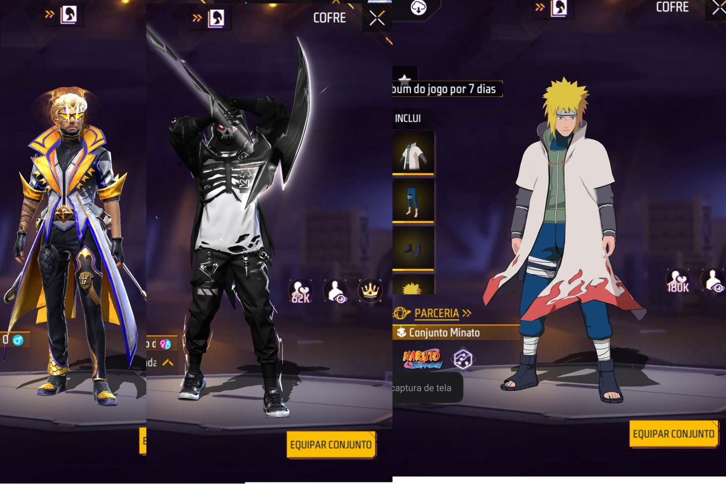 Conta de free fire com muitas skins boas barba do velho Angelical e muito mais