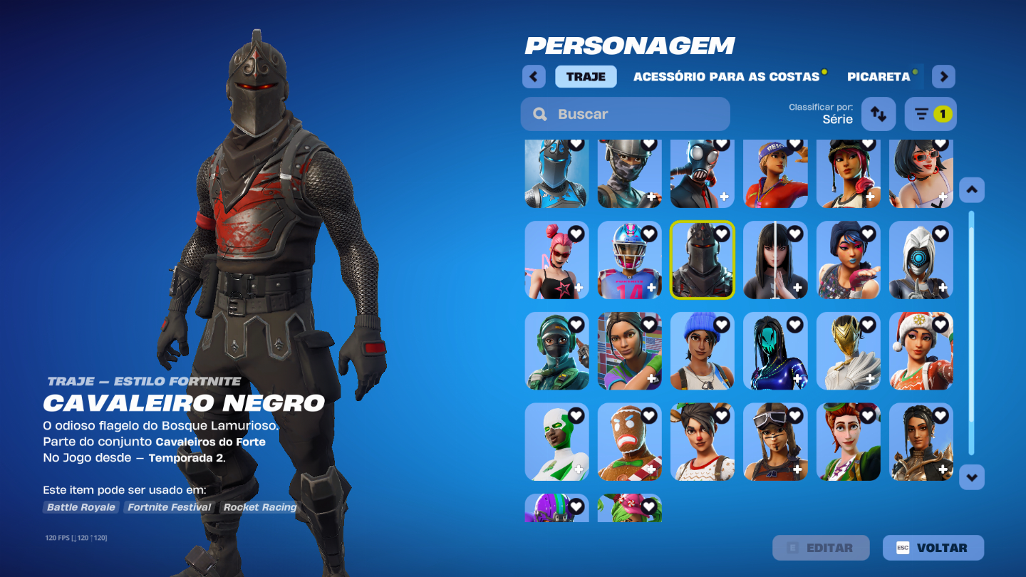 CONTA RARA OG FORTNITE | SEASON 2 FULL CAVALEIRO NEGRO | 171 SKINS | FULL ACESSO