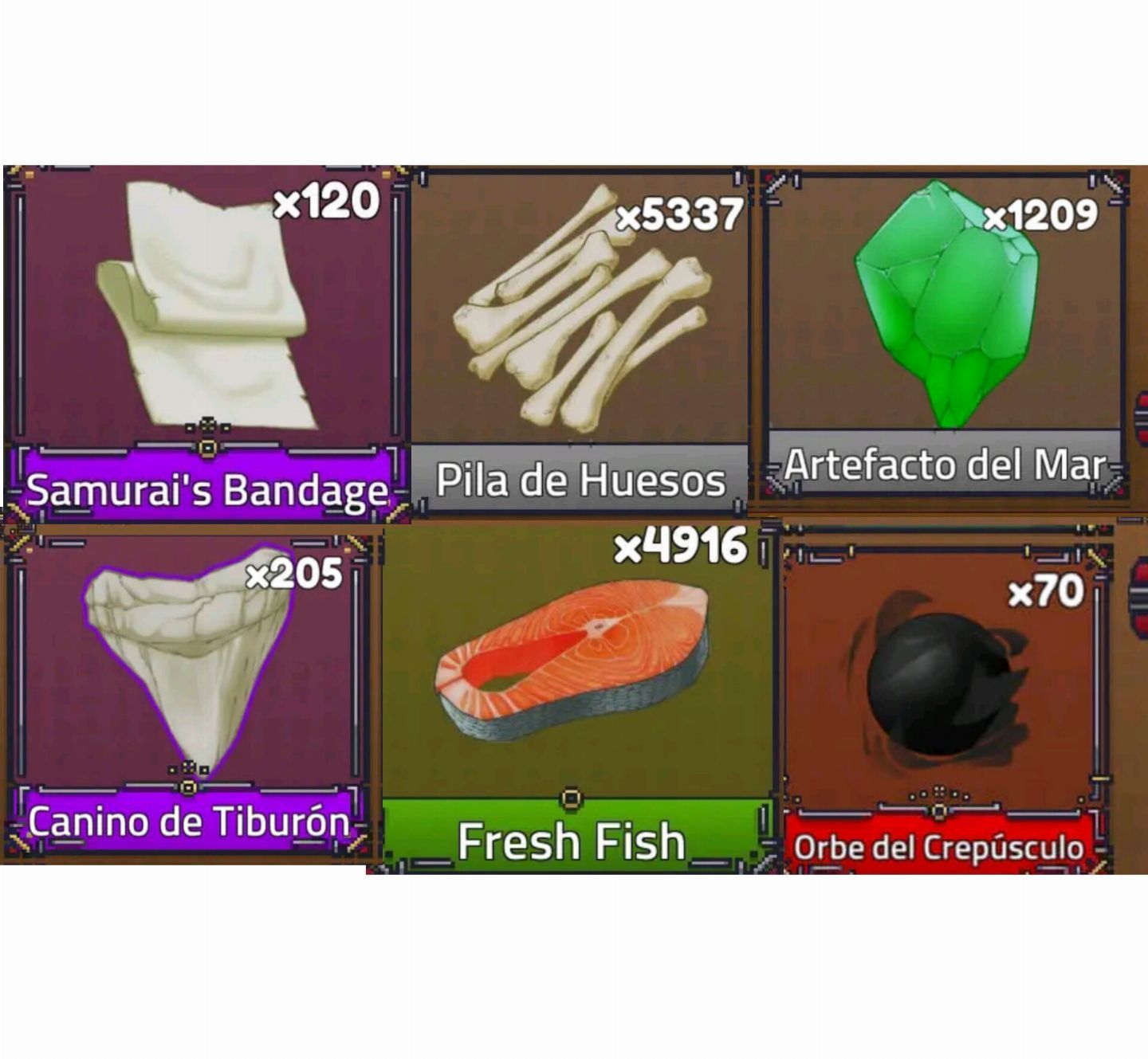 ESPADAS/ FRUTAS/ ACESSÓRIOS/MATERIAIS/ ITENS/ ITEM/ KING LEGACY