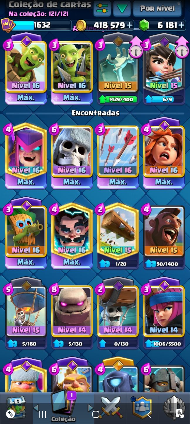 CONTA CR 9 ANOS 14K TR | 100% CARTAS | LEVEL 16 + 18 EVOS