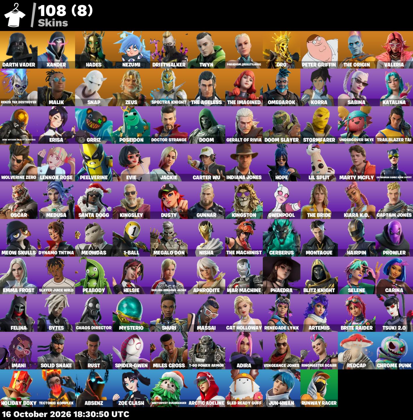 CONTA FORTNITE OG | 108 SKINS | MARVEL | SKINS PS+ | SPIDER GWEN E +