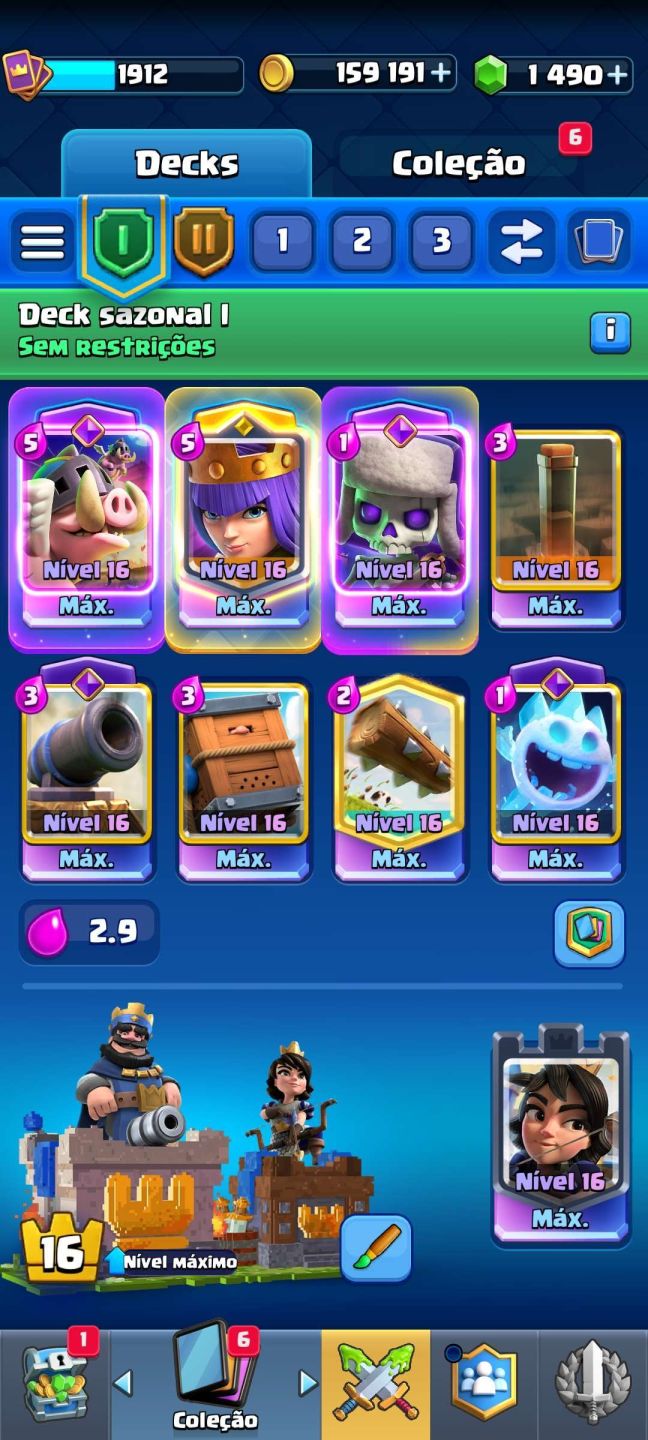 Conta de Clash Royale, arena sazonal 1 (penúltima arena) + brinde conta de Brawl