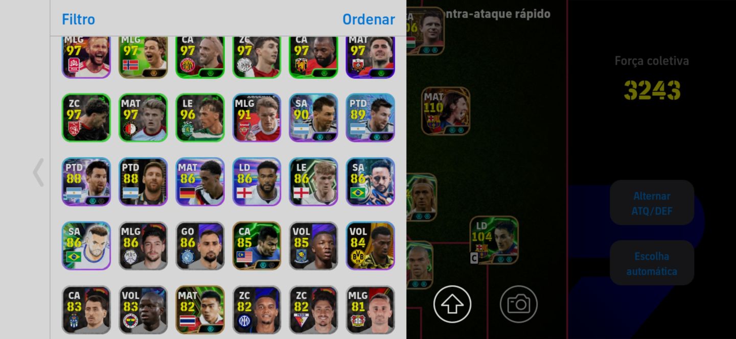 Conta de Efootball completa com Messi 110