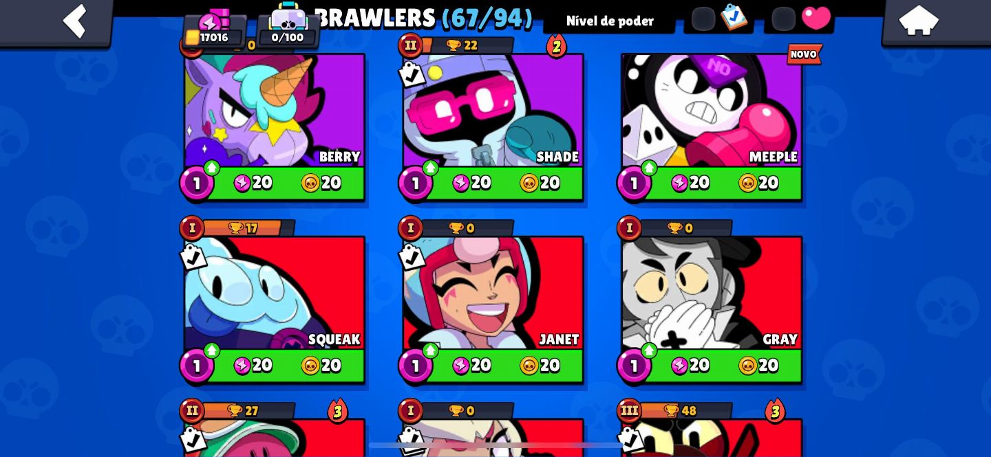 Conta Brawl Stars | 67 Brawlers | Skins Raras + 4 Passes