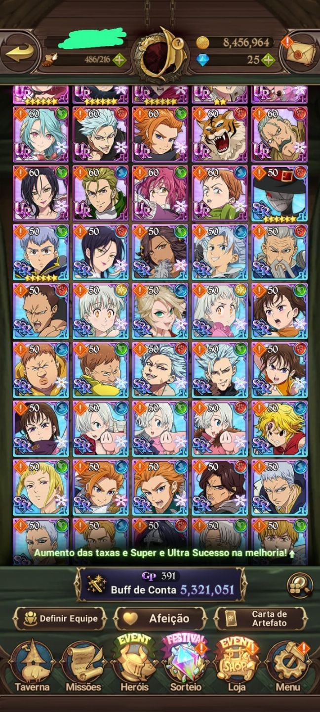 CONTA De 7DS com COLLAB RE ZERO + SLIME + SOLO