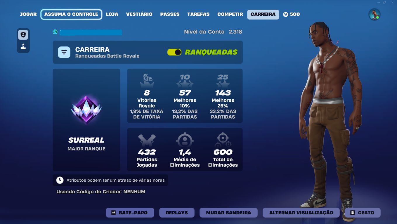 Conta Fortnite 226 SKINS-Travis Scott+Cavaleiros Season 2+SALVE O MUNDO FUNDADOR