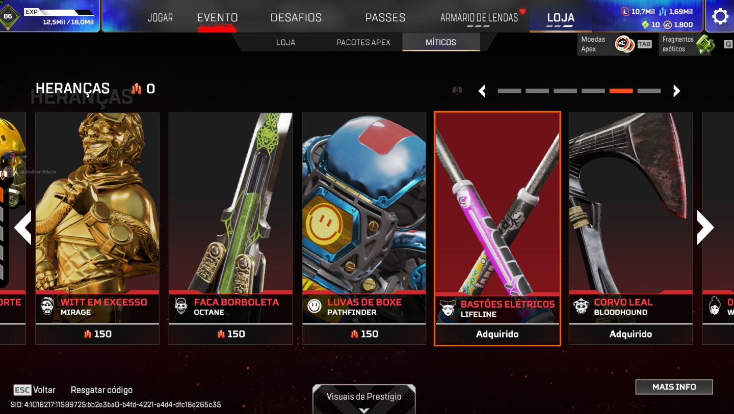 Conta apex com 2 heranças, blood e lifeline