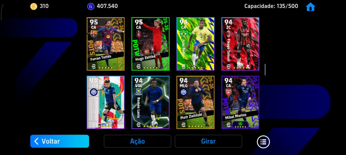 CONTA EFOOTBALL MOBILE COM FORÇA COLETIVA 3187!