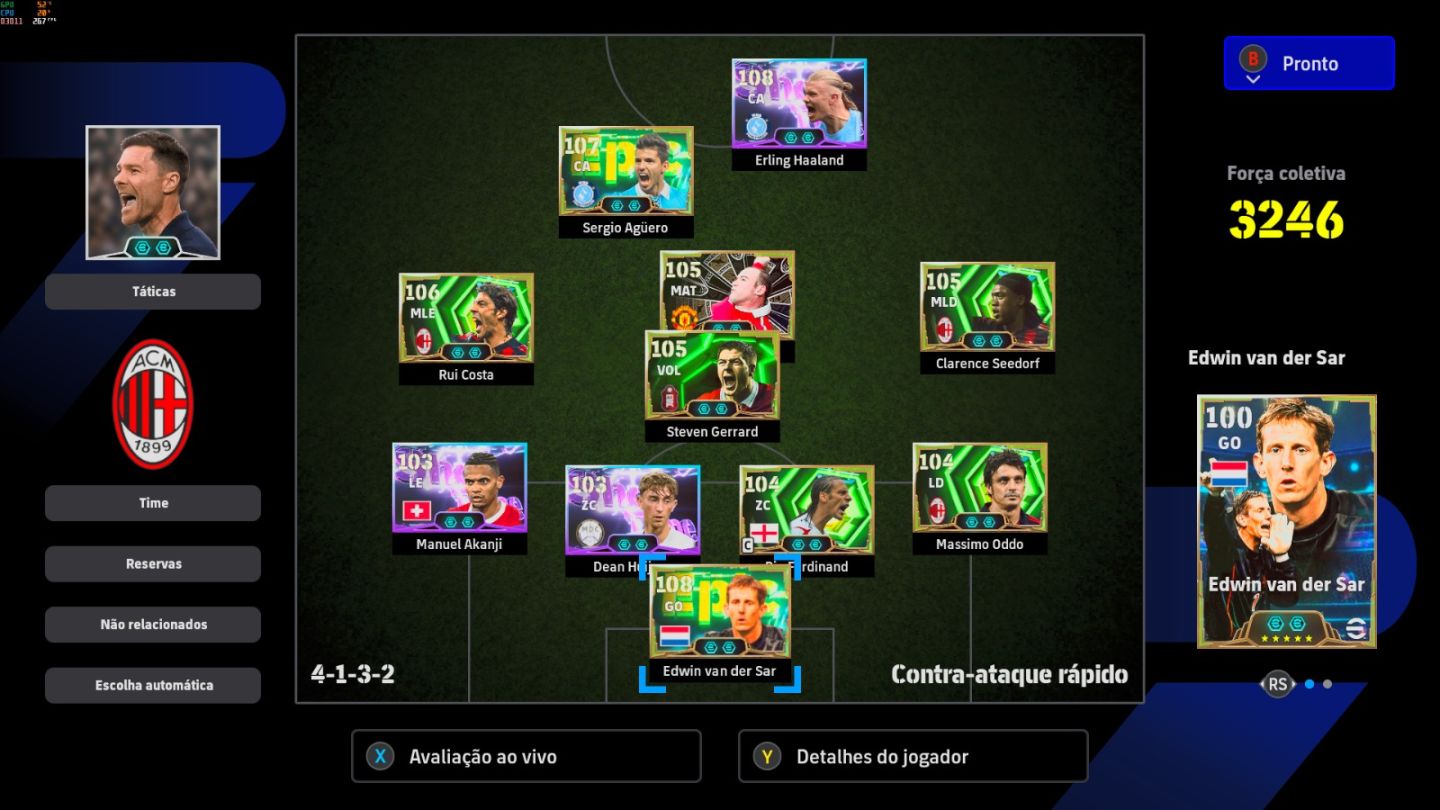 Conta PC Steam Halland 108, Van Der Sar 108, Aguero 107, Rui Costa 106 e CIA